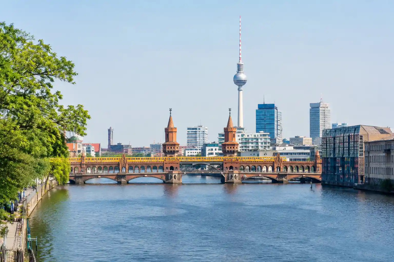 Berlin skyline and Spree River near student accommodation options in Berlin, Germany