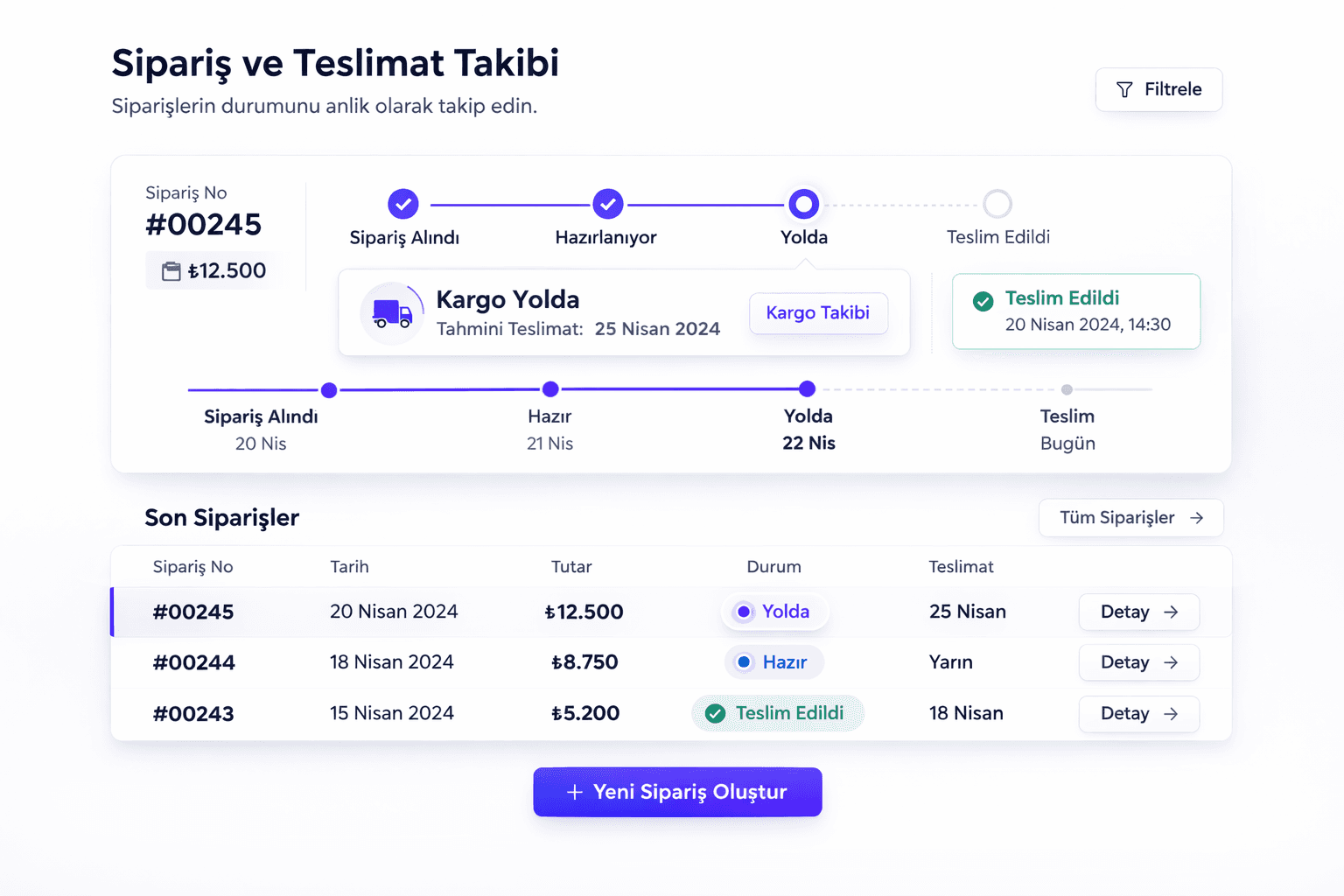 Sipariş ve Teslimat Takibi