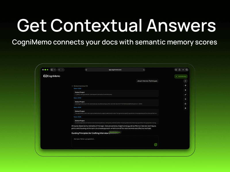 Deep Contextual Answers Through Semantic Memory Intelligence