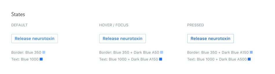 Screenshot showing different states of a Pilot button on CSS framework