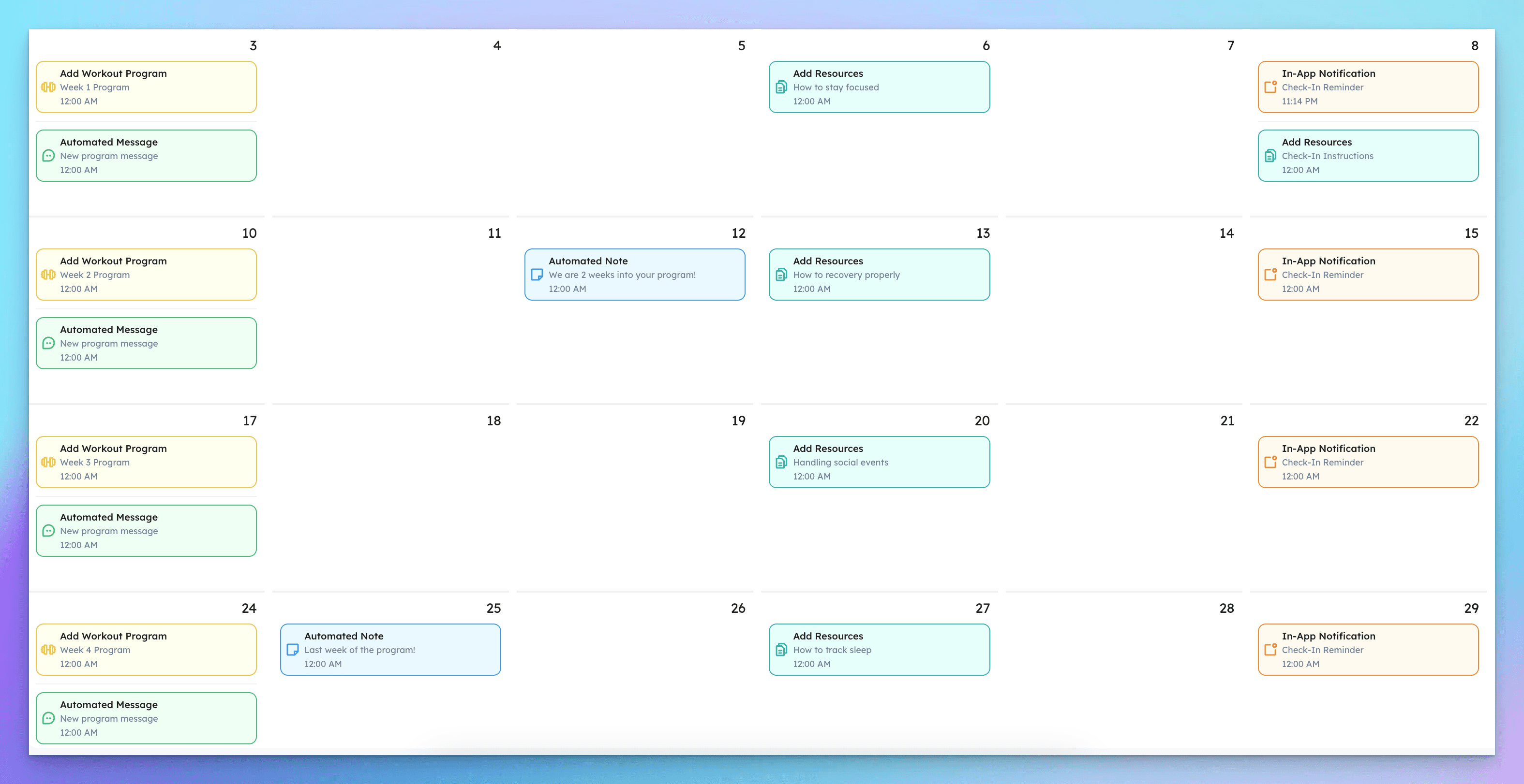 hubfit calendar automation