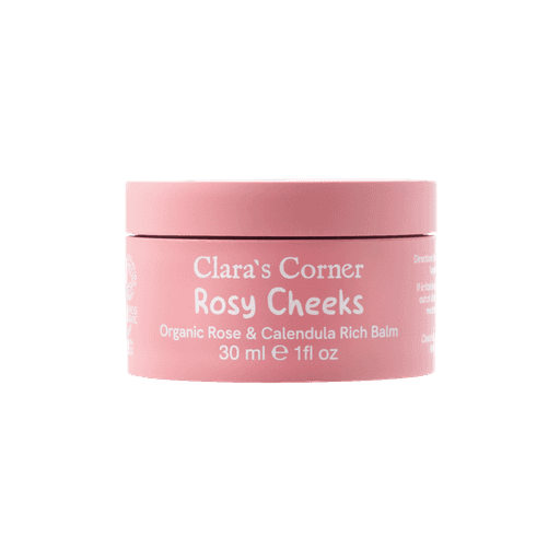 Clara's Corner Rosy Cheeks Organic Balm in a 30ml pink VIVOMER jar. VIVOMER offers brands a safe, phthalate-free packaging option that scales seamlessly from first sample to global retail.