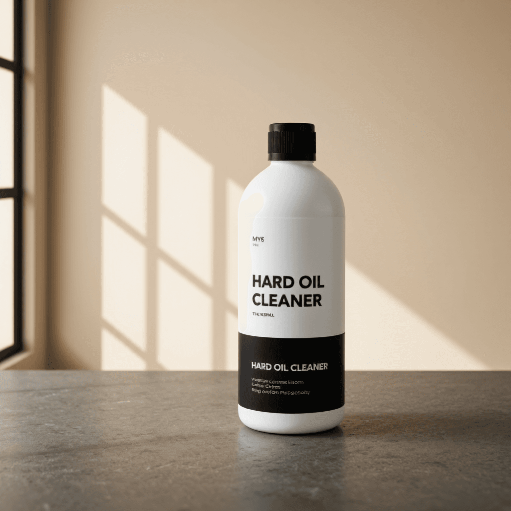 product photography of a bottle of hard oil cleaner for household use