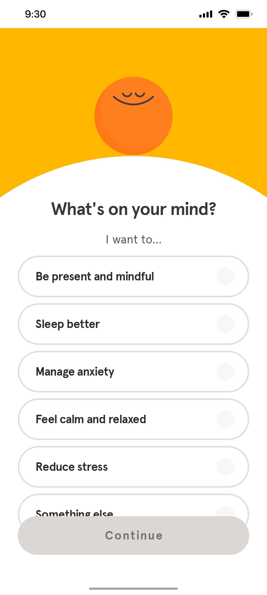 Headspace Whats in your mind screen