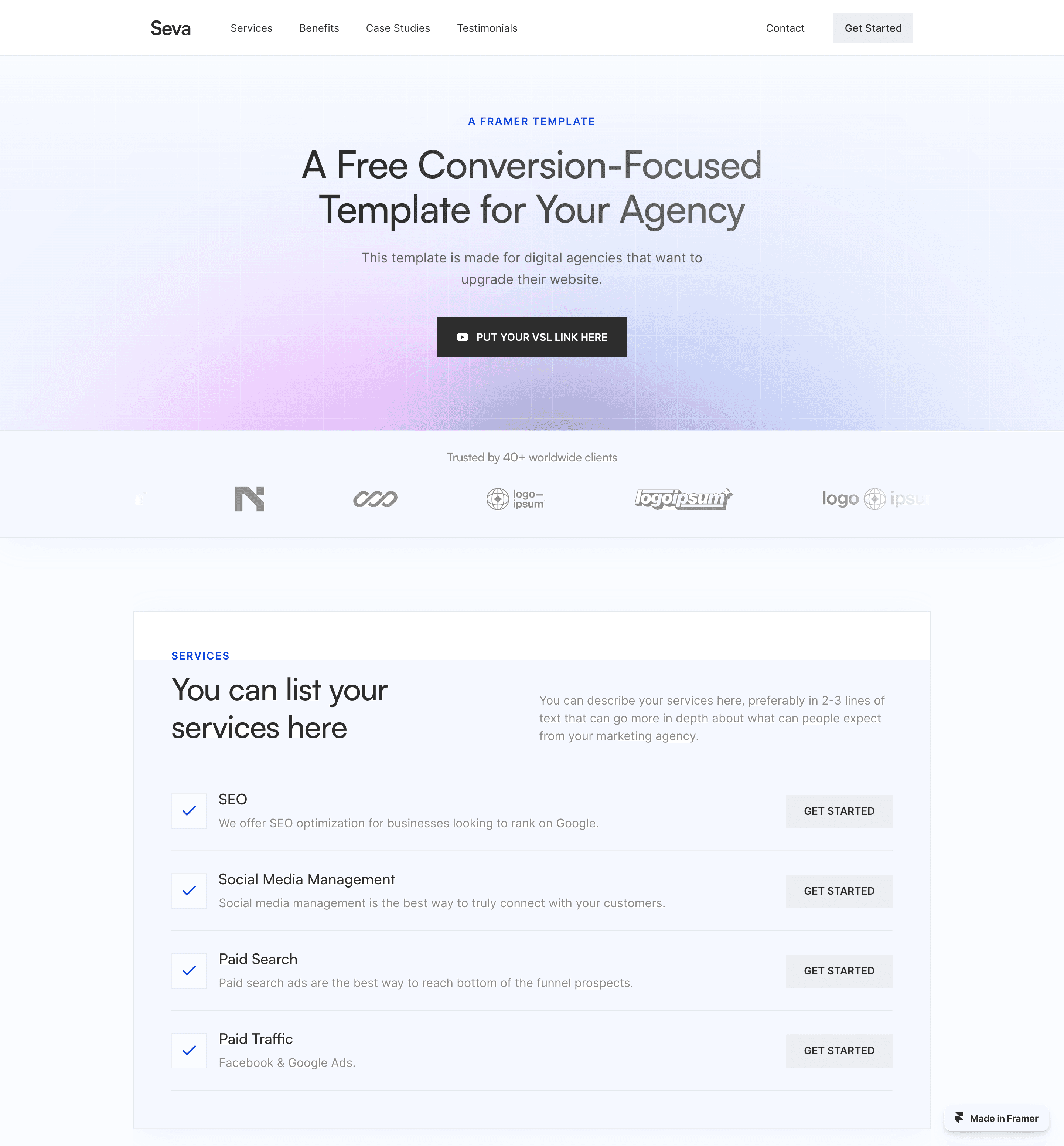 seva agency template