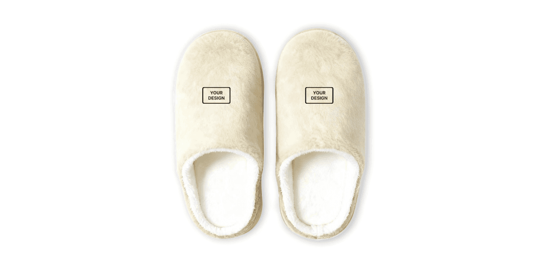 White Bespoke branded slippers with a custom company logo