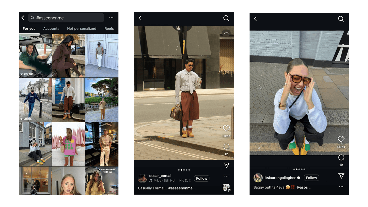 The illustration that showcase the impact of #asseenonme hashtag campaign made by ASOS store