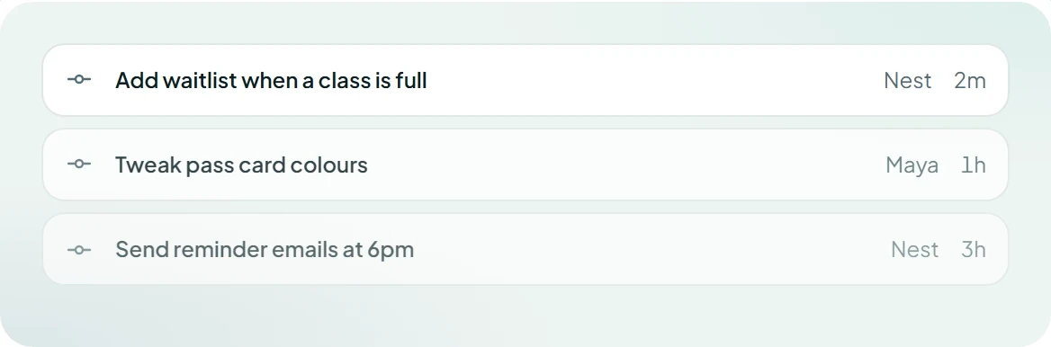 A list of recent commits
