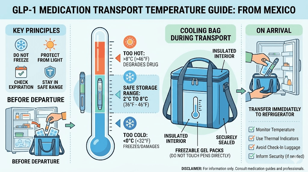 Proper temperature storage guide for transporting GLP-1 medications from Mexico