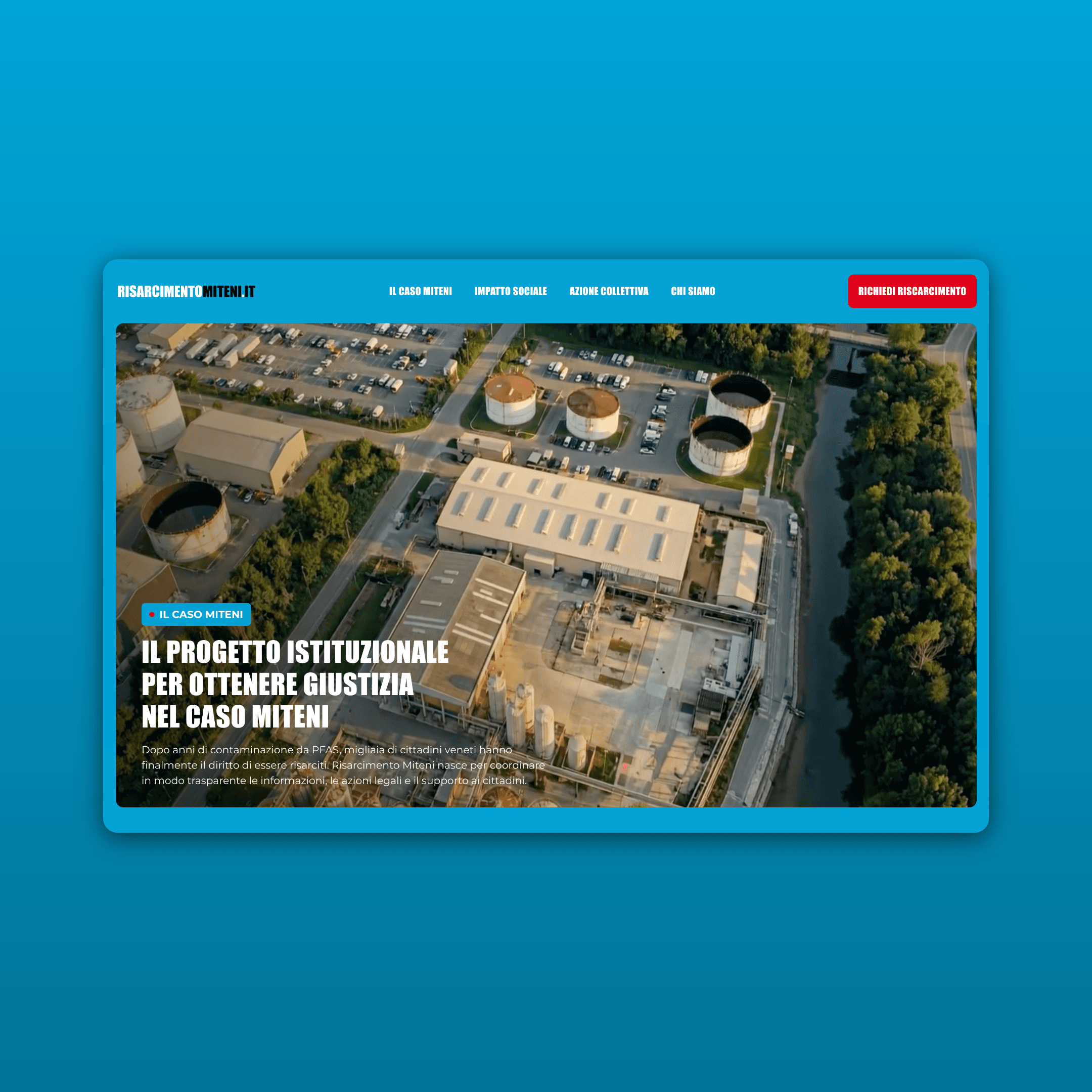 Sito web realizzato per la campagna di sensibilizzazione nazionale Risarcimento Miteni