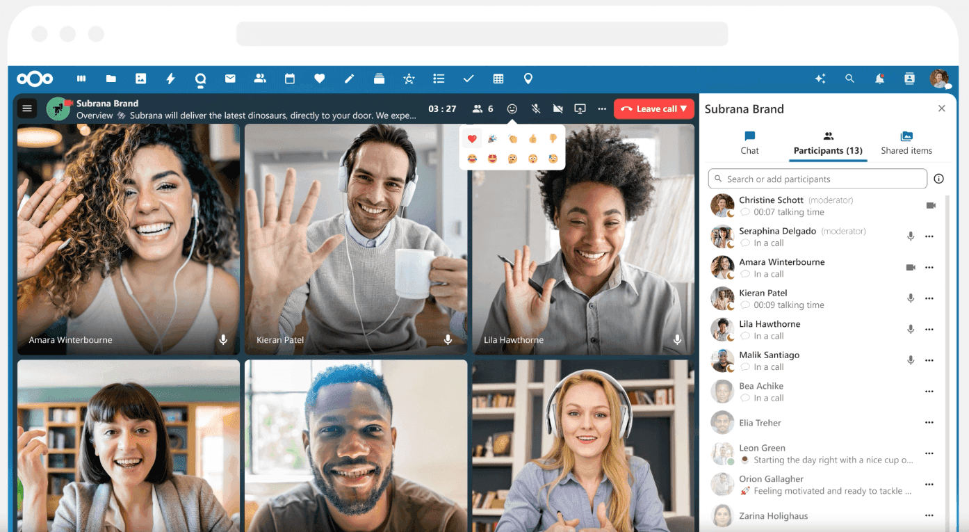 Interface of Nextcloud Talk