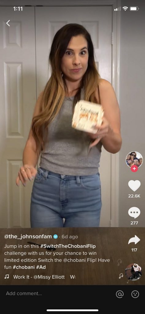 chobani tiktok challenge example