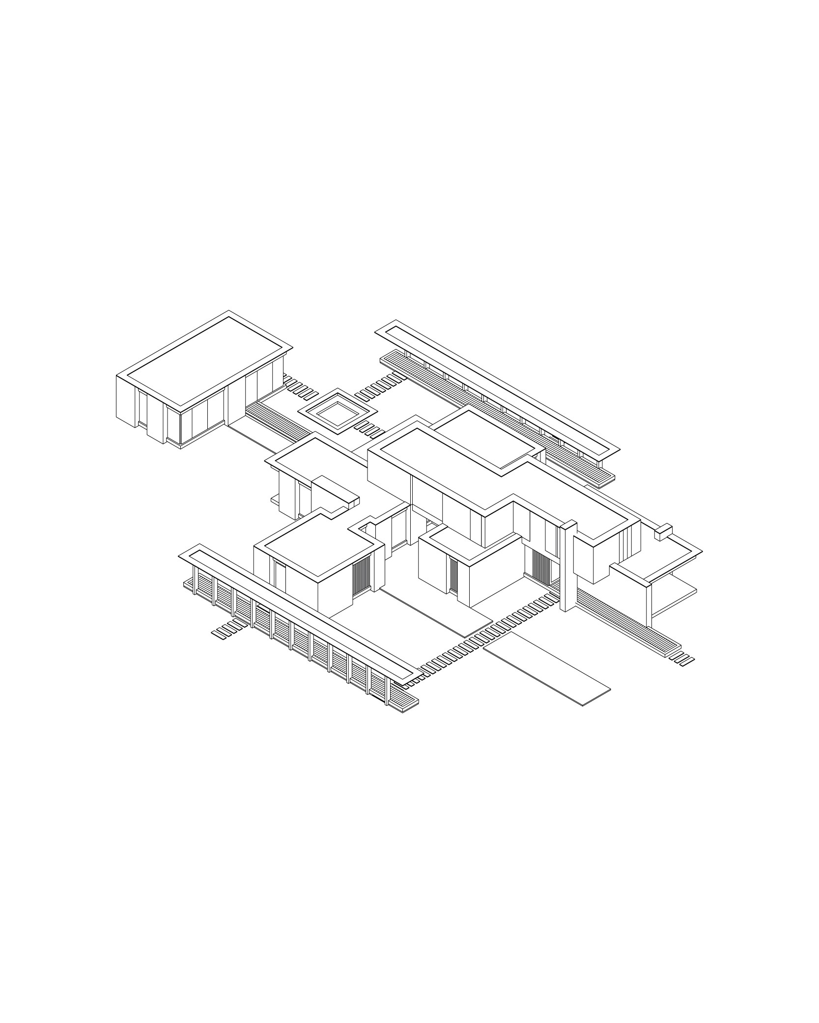Axonometrische tekening van moderne villa Grayhouse architectuur