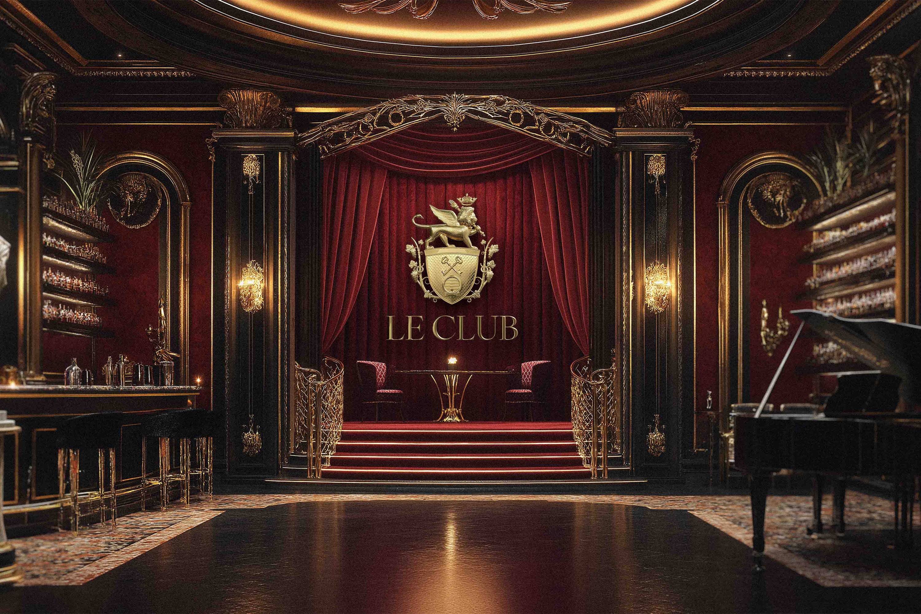 Le Club's Interior featuring the logo