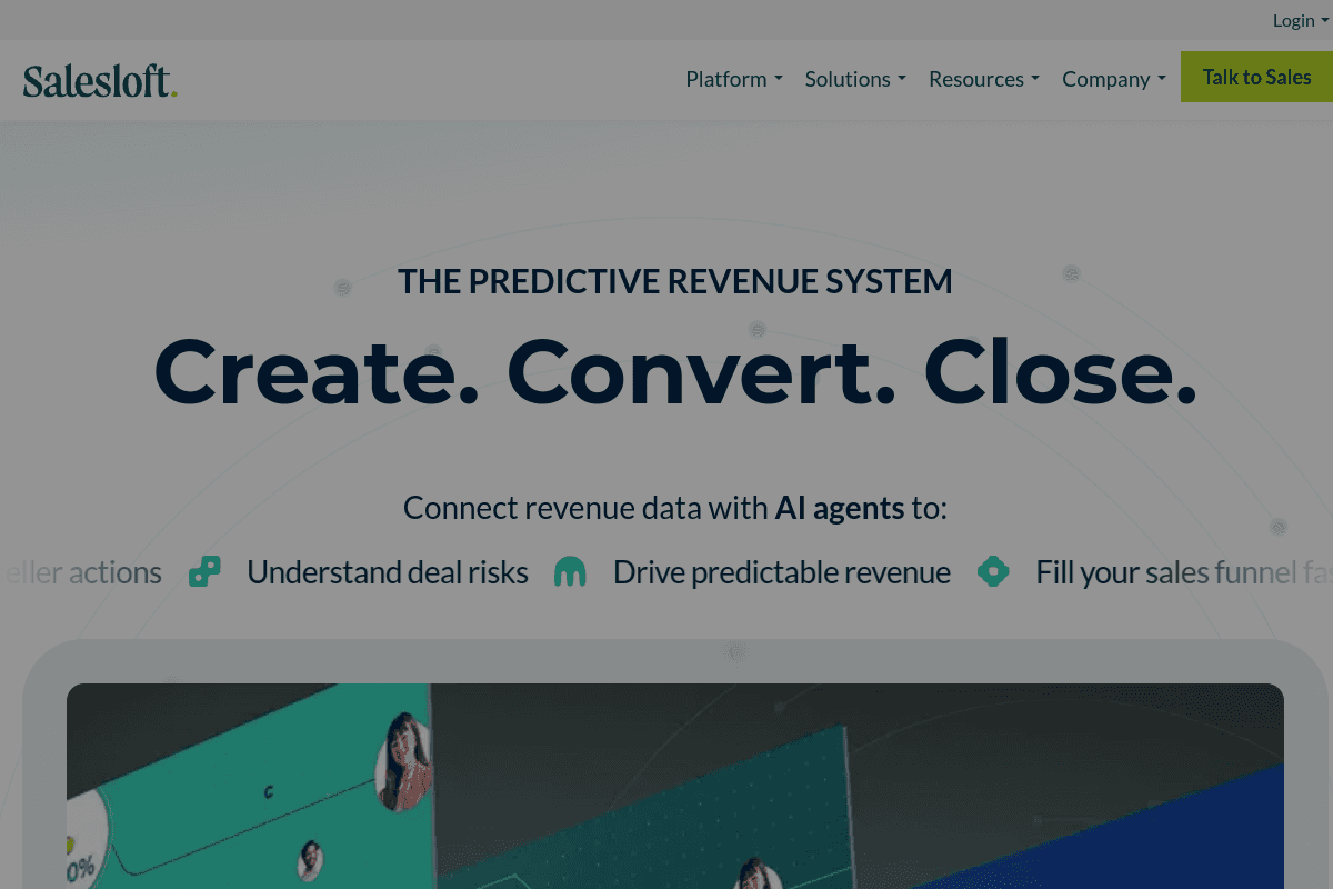 Salesloft homepage, sales engagement platform with conversation intelligence