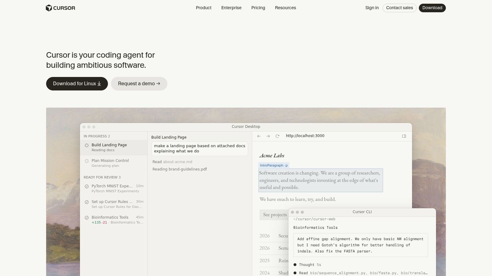 Screenshot from https://cursor.com