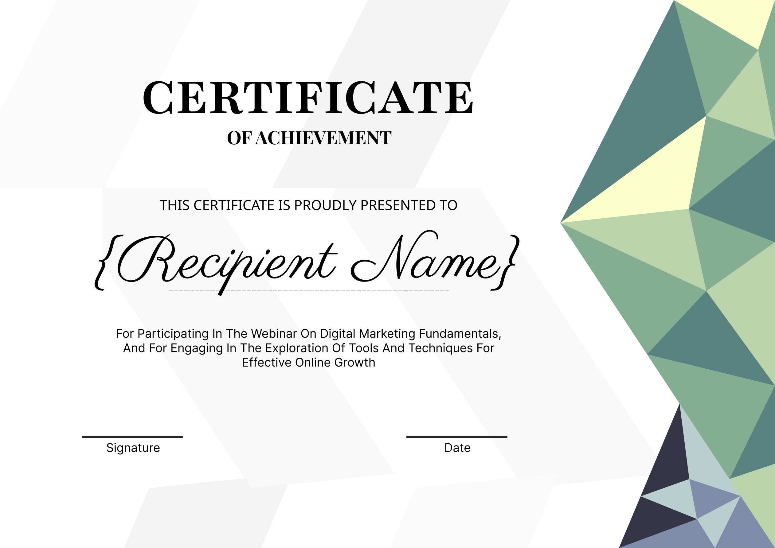 Wauld - Sophisticated and professional webinar green certificate template