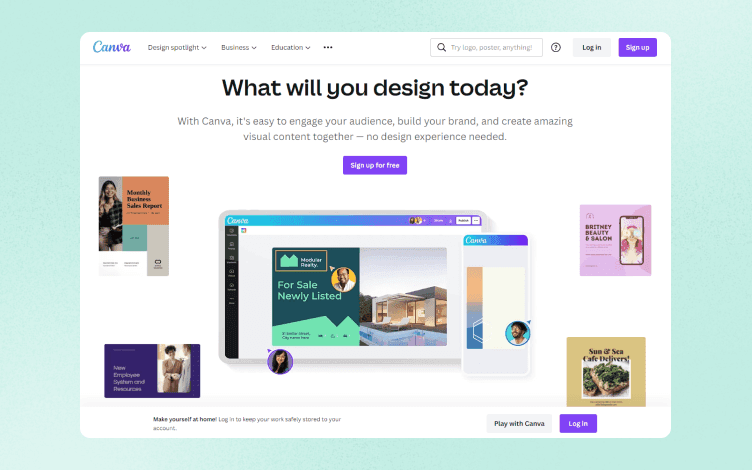 canva homepage