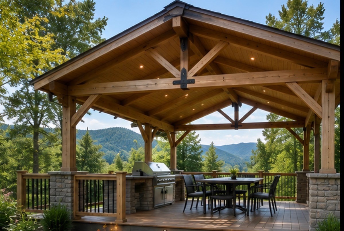 Finished deck with outdoor dining area