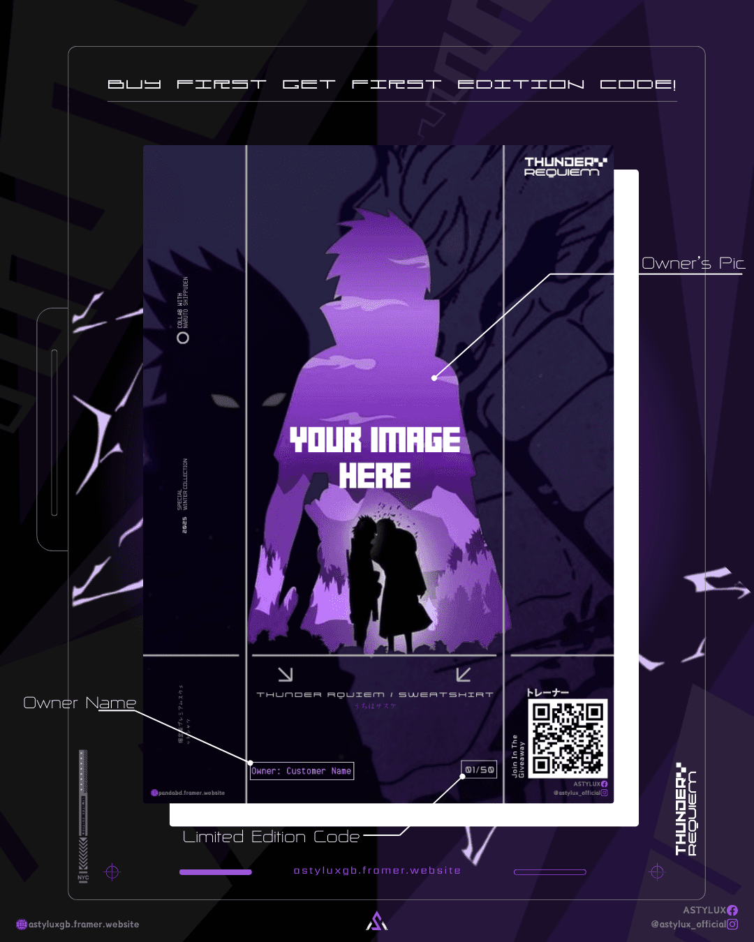 Thunder Requiem Black / Sasuke Inspired Sweatshirt Ownership Card