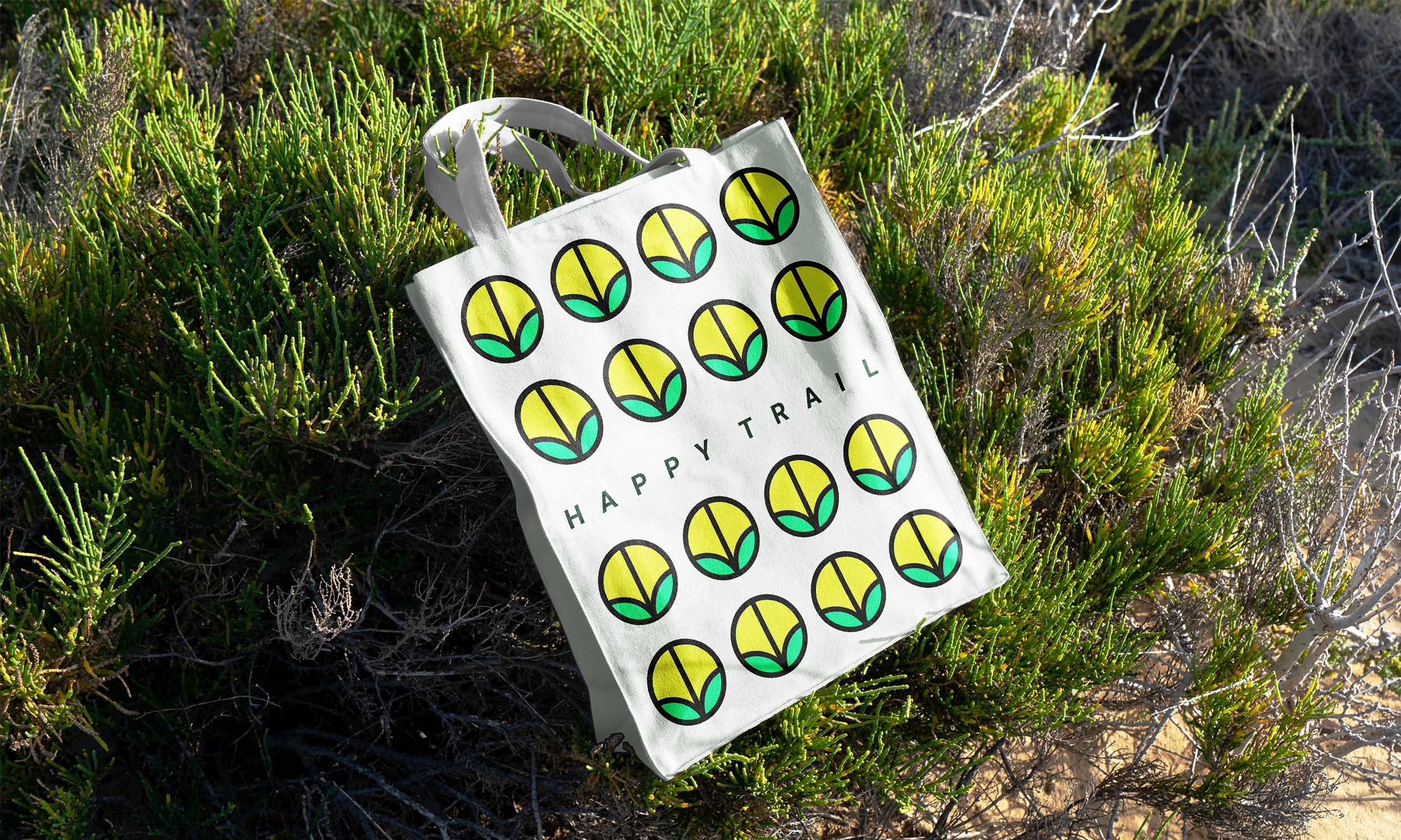 Recycling canvas bag in bush