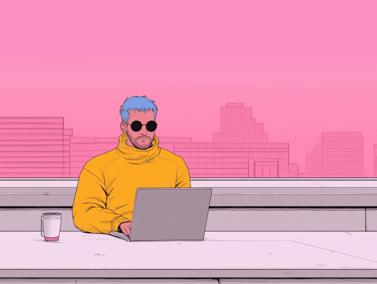 Homme derrière son ordinateur qui travaille