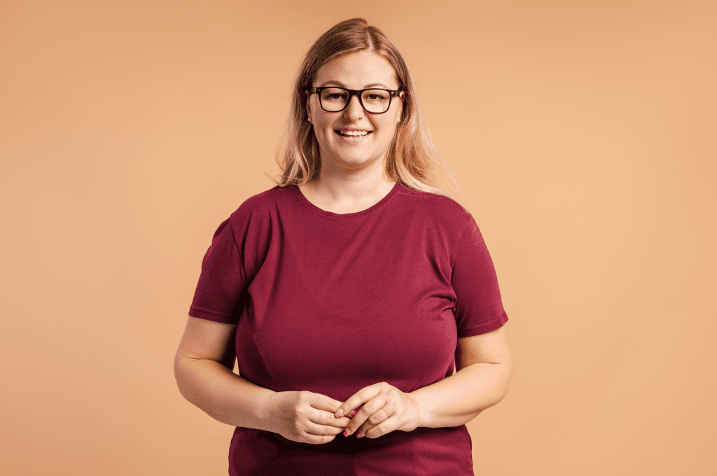 young fit girl showing up her wellness body