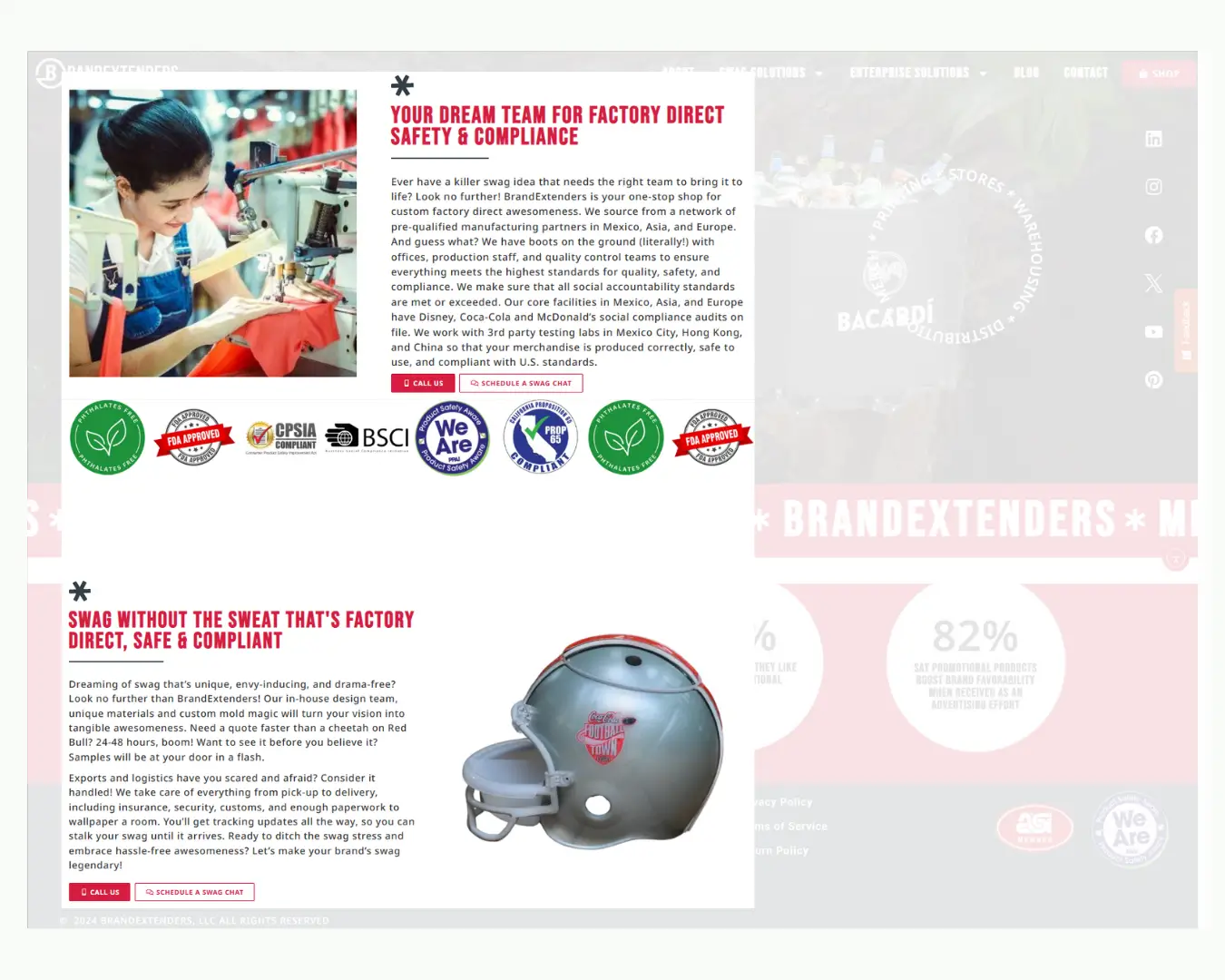 Website interface for BrandExtenders