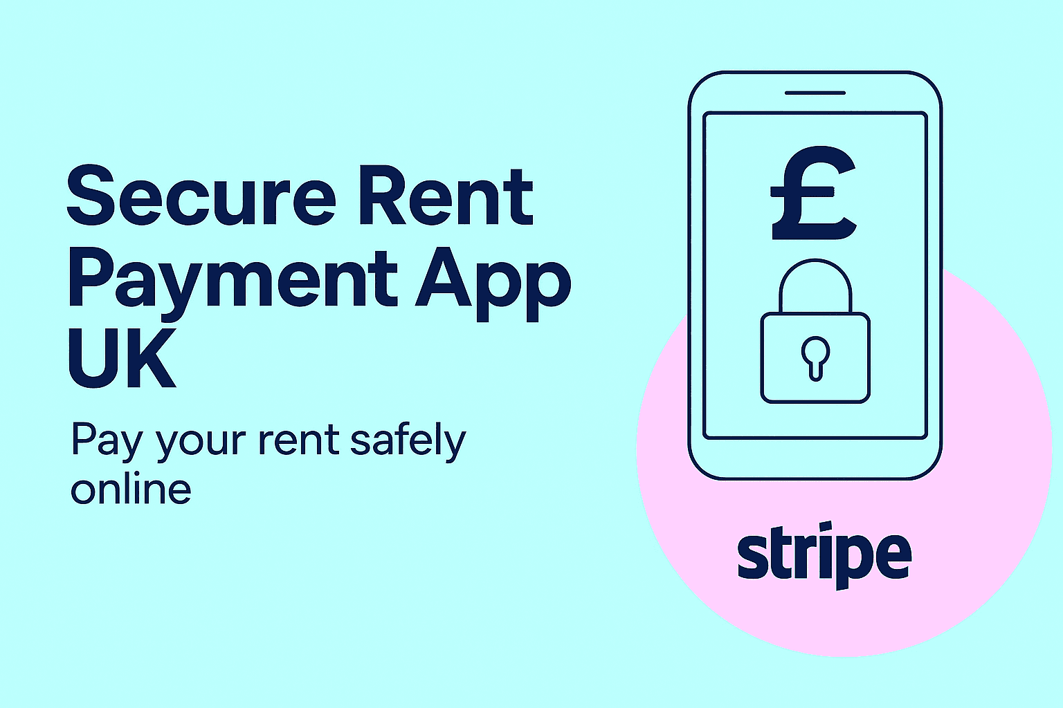 Illustration of a phone with a pound sign and padlock, symbolising secure rent payment in the UK.