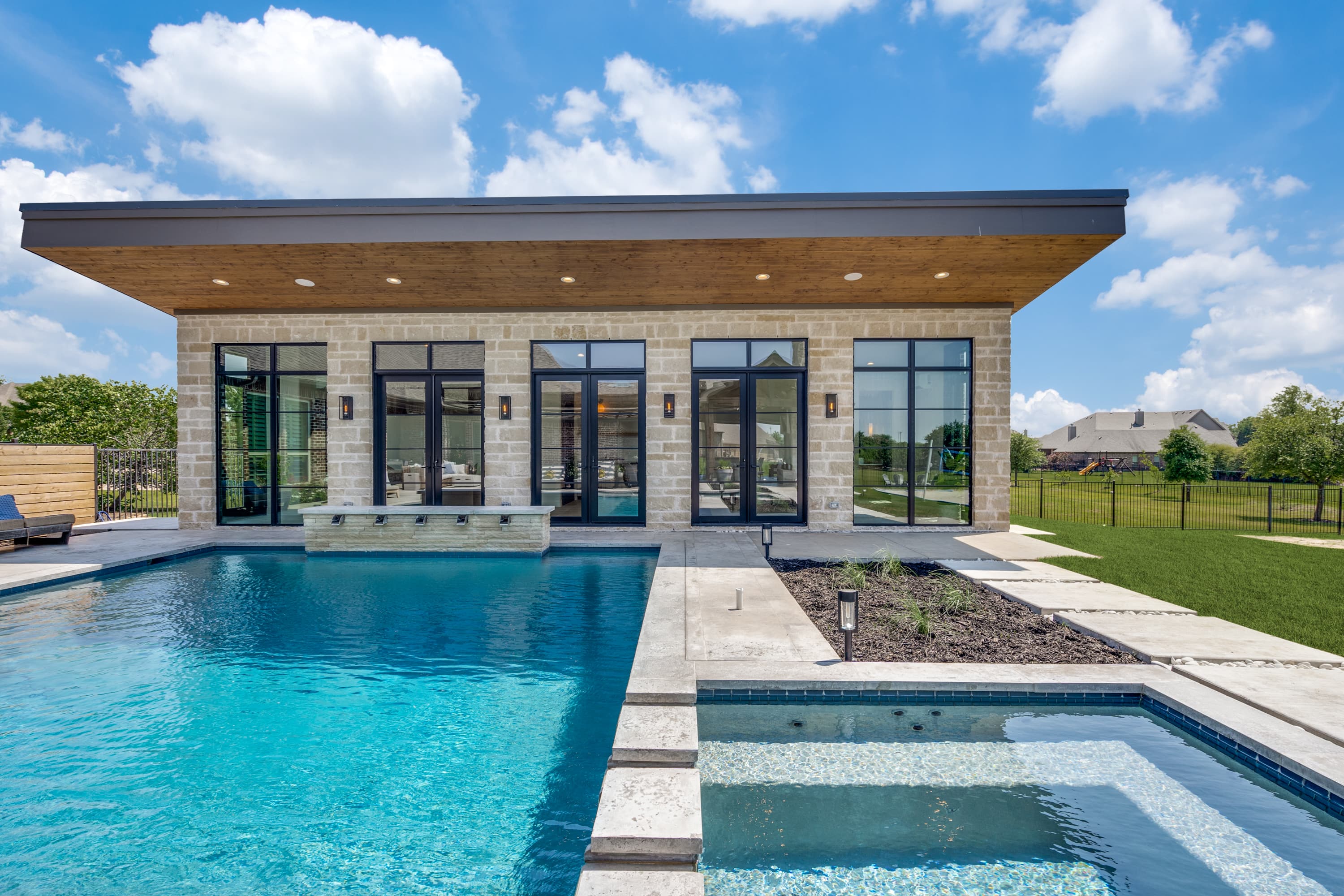 luxury pool house office construction