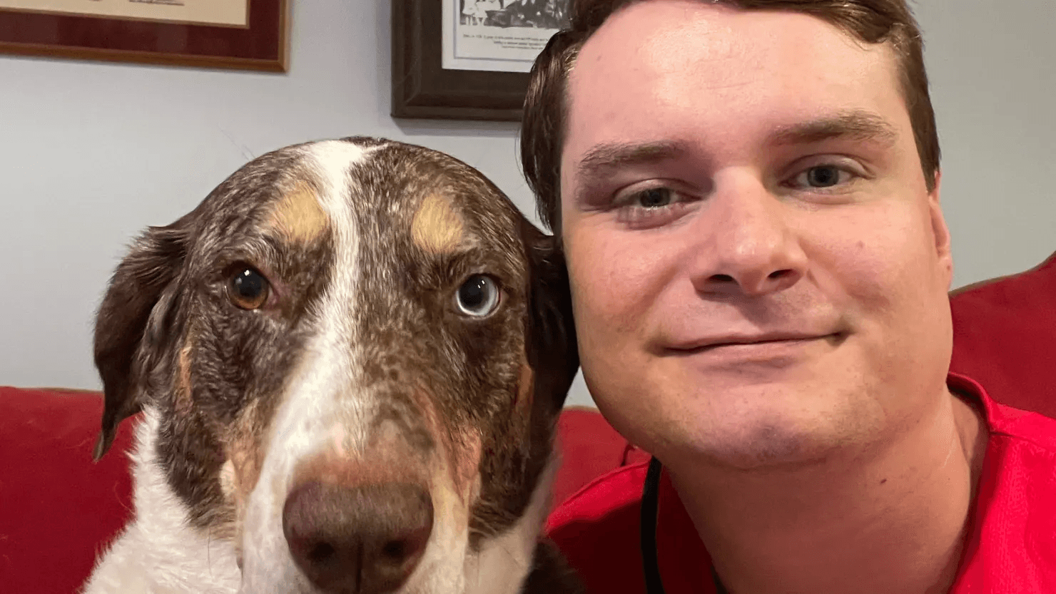 Will Hunnicutt with his dog Bailey in his Atlanta home that he rented through Roots, a company that helps renters build wealth by investing in real estate.