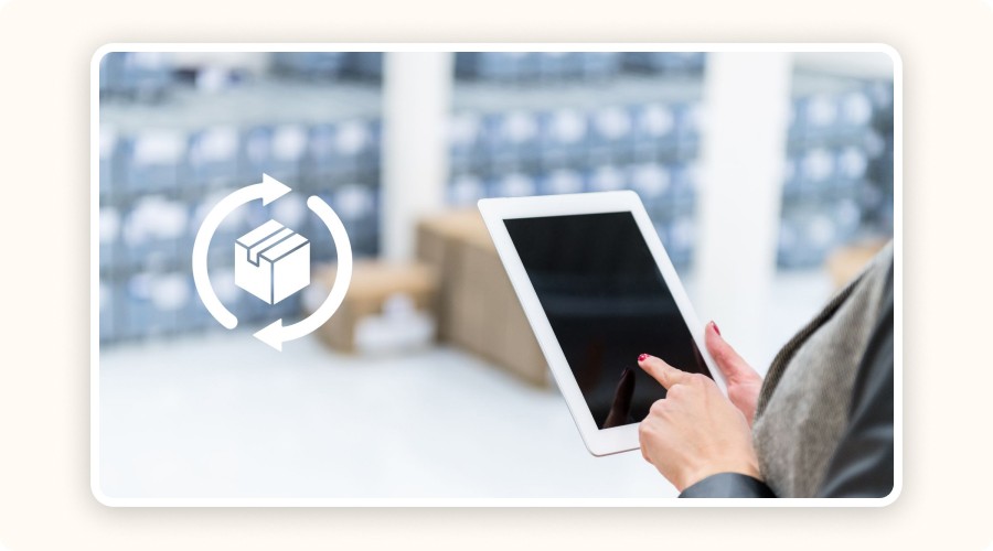 Warehouse worker using tablet