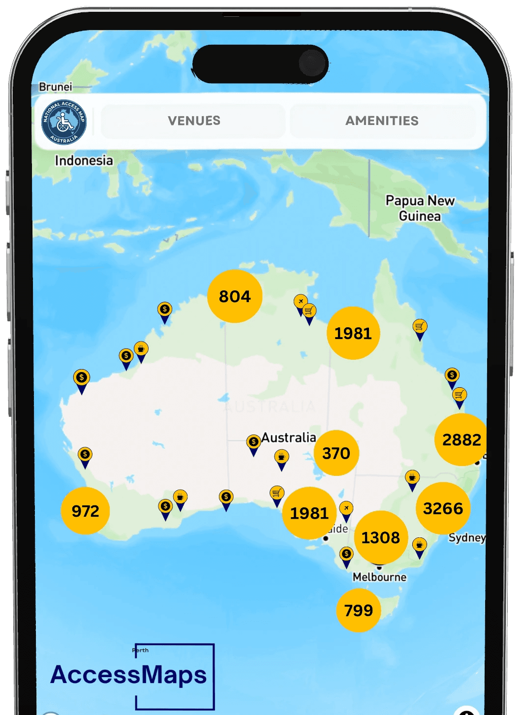 Tauranga access map in a smart phone