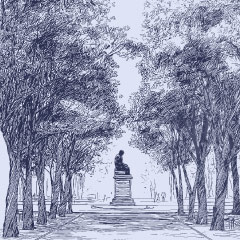 Portada de La silenciosa crisis de soledad, apunte de política pública de IdeaPaís, mostrando una ilustración de una silueta similar a una estatua que se encuentra sola en medio de un bosque tupido.