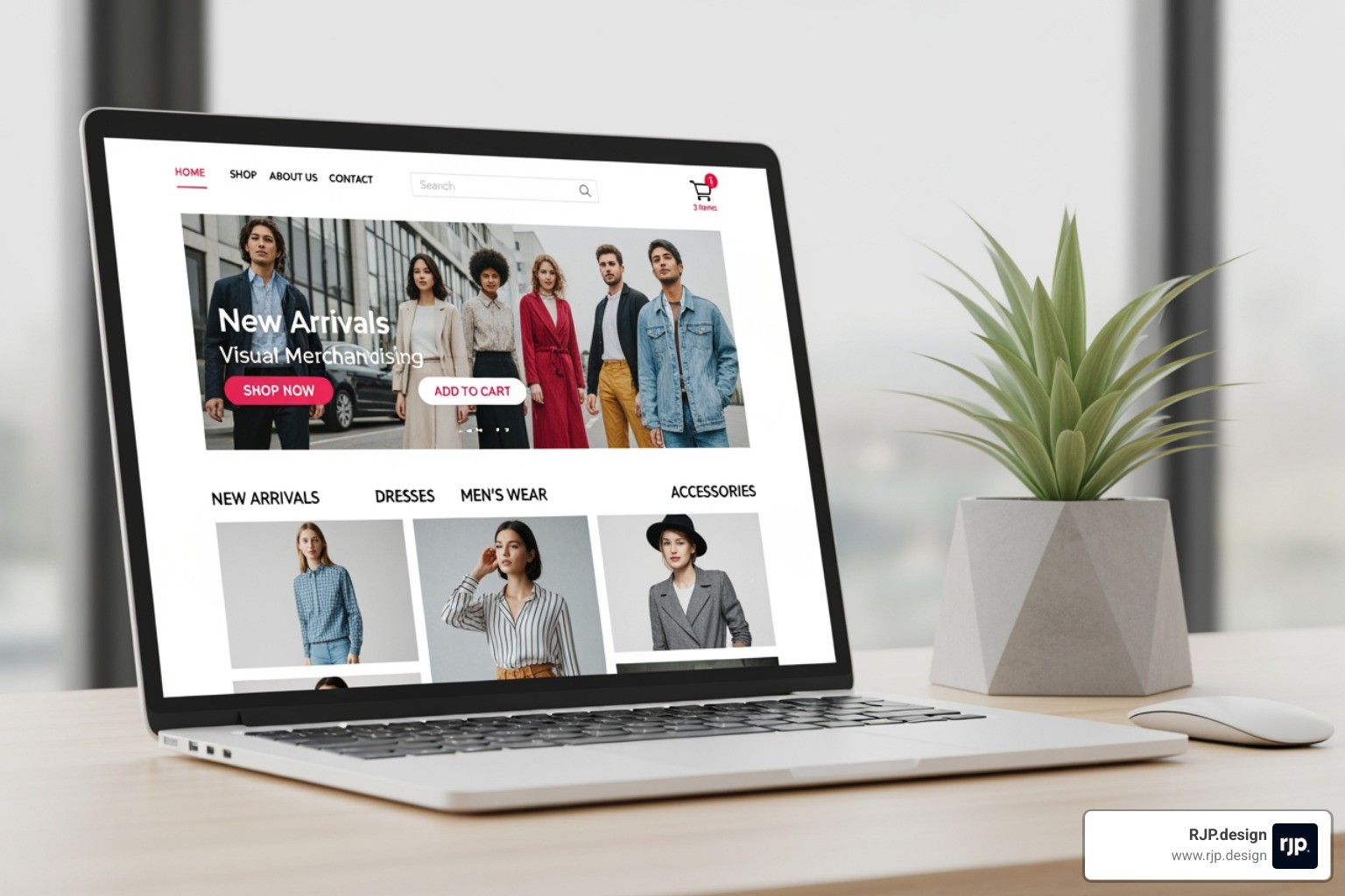 Website mood board with colors, fonts, and imagery - retail website design