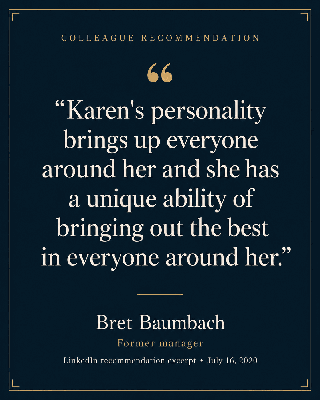 Professional recommendation for Karen Marie Bacolod