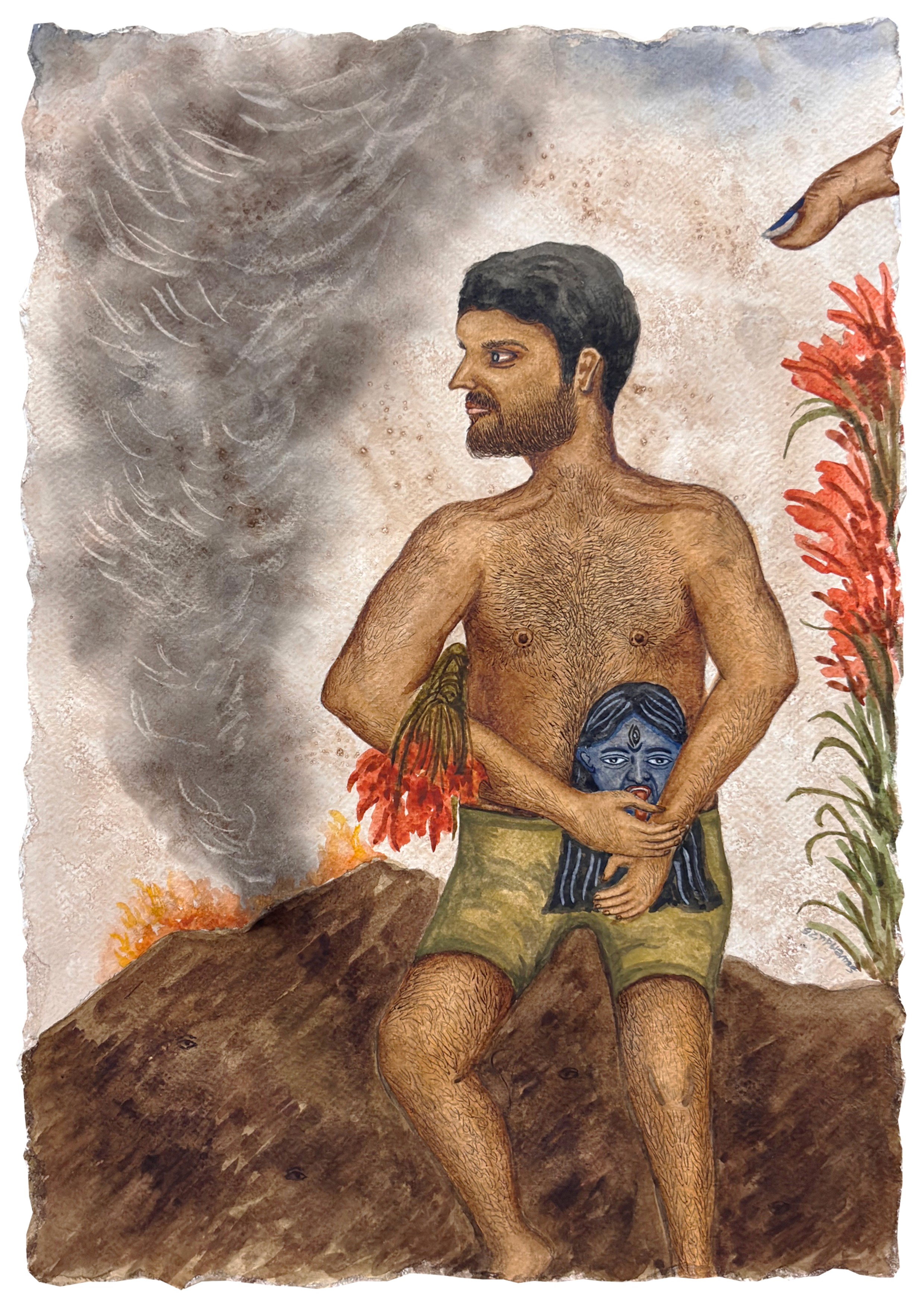 herd of sheep on road painting