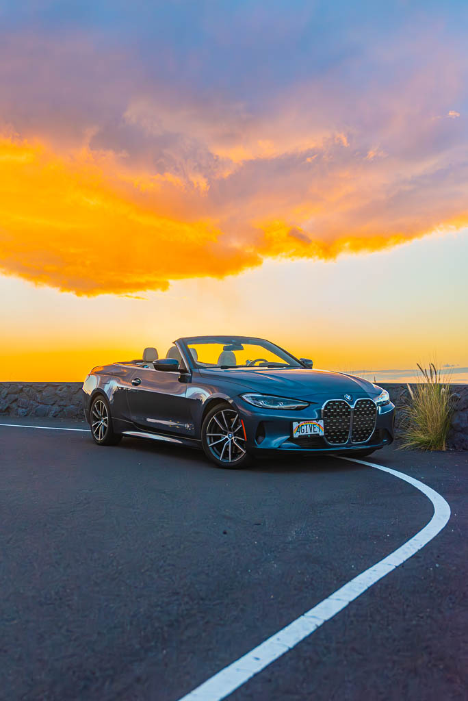 Blue BMW 430i for rent in Hawaii