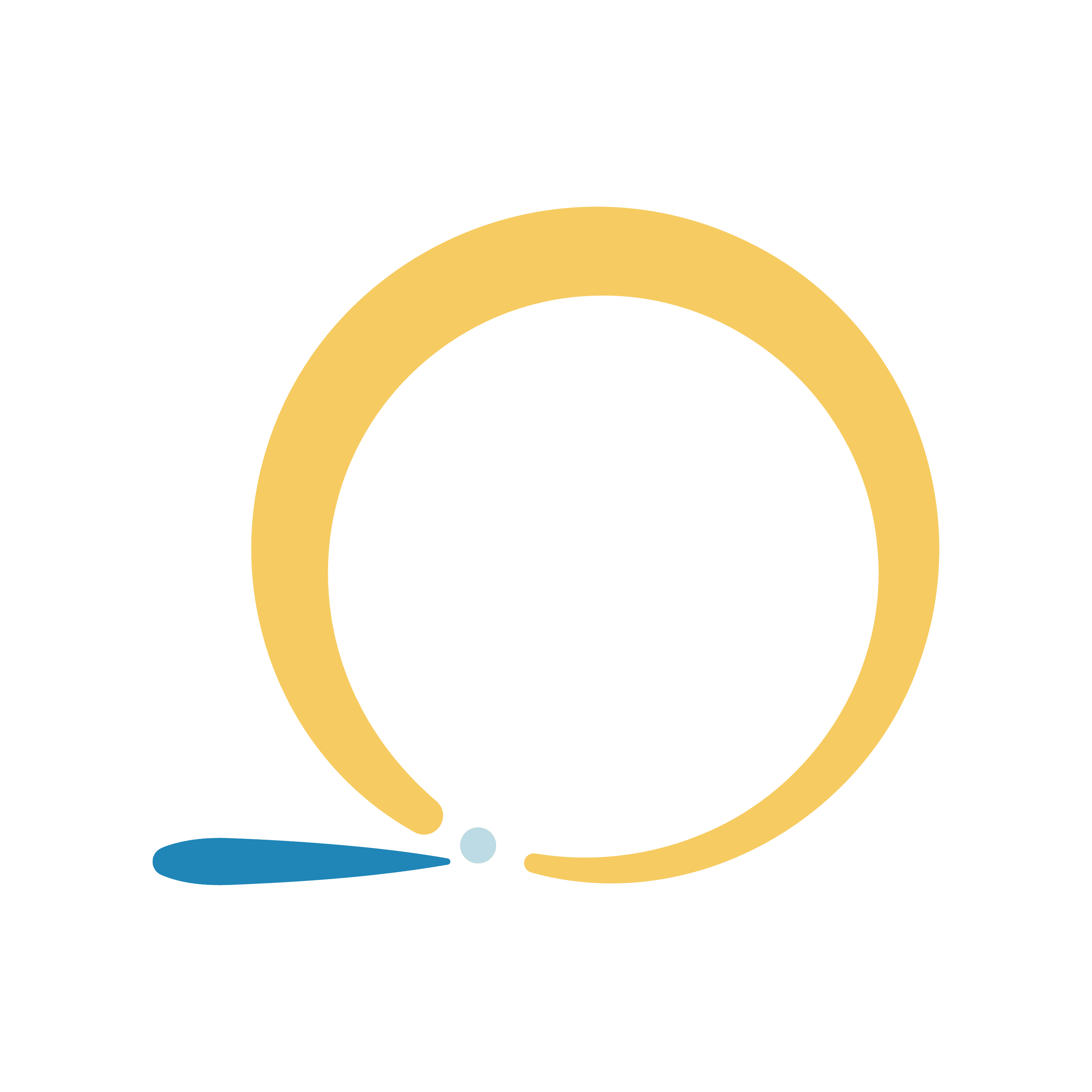 Smiling young woman with curly hair sitting at a laptop, in front of a teal wall.