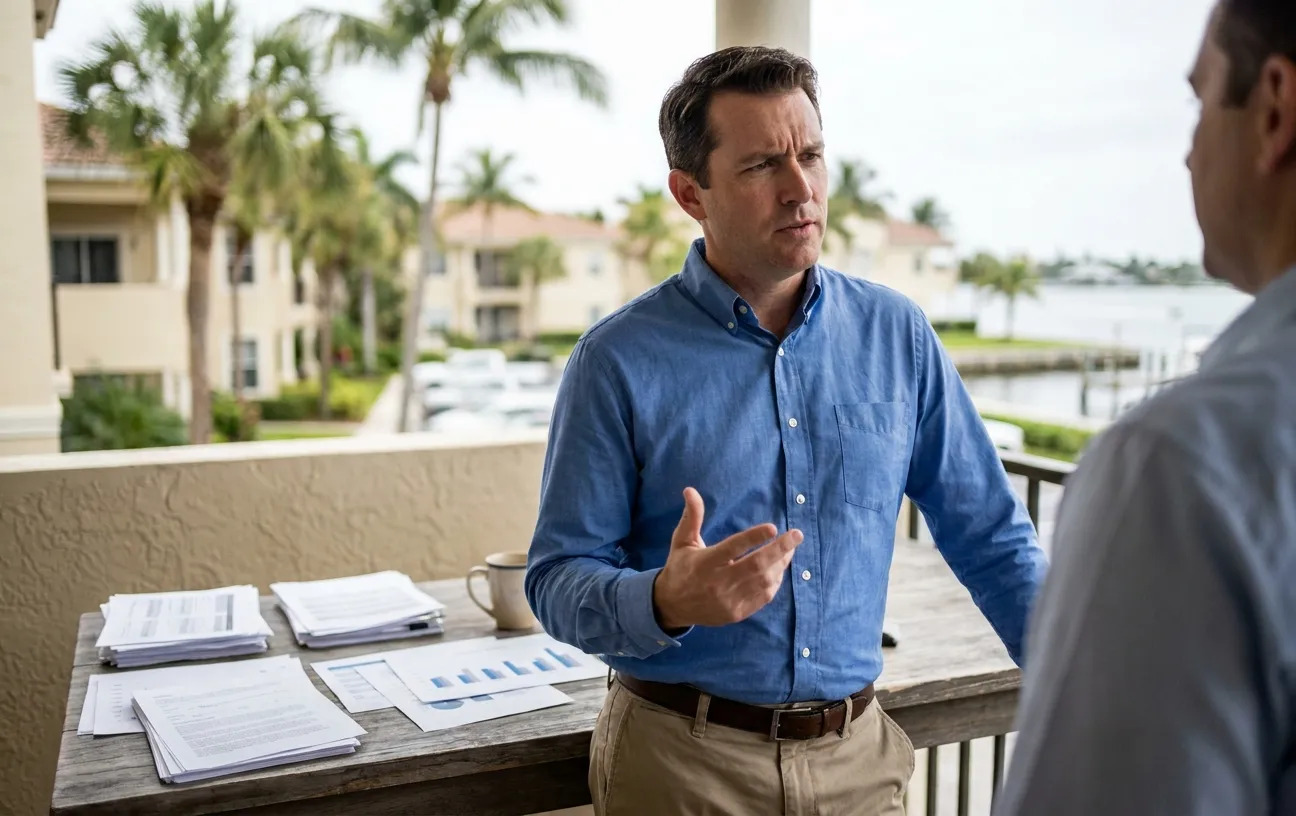 RockN' Socials team strategizes digital marketing at an outdoor meeting.