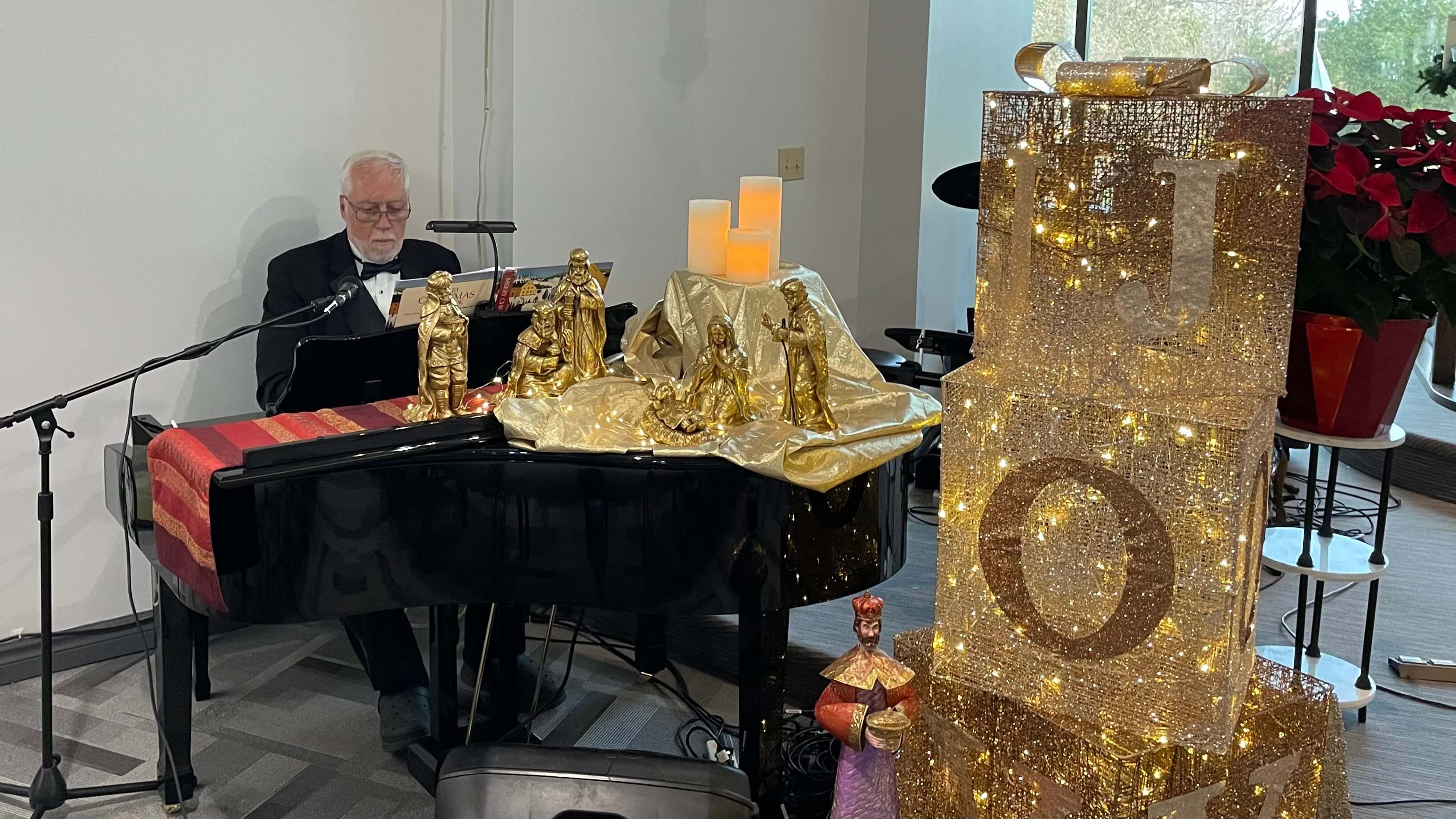 A group of people talking