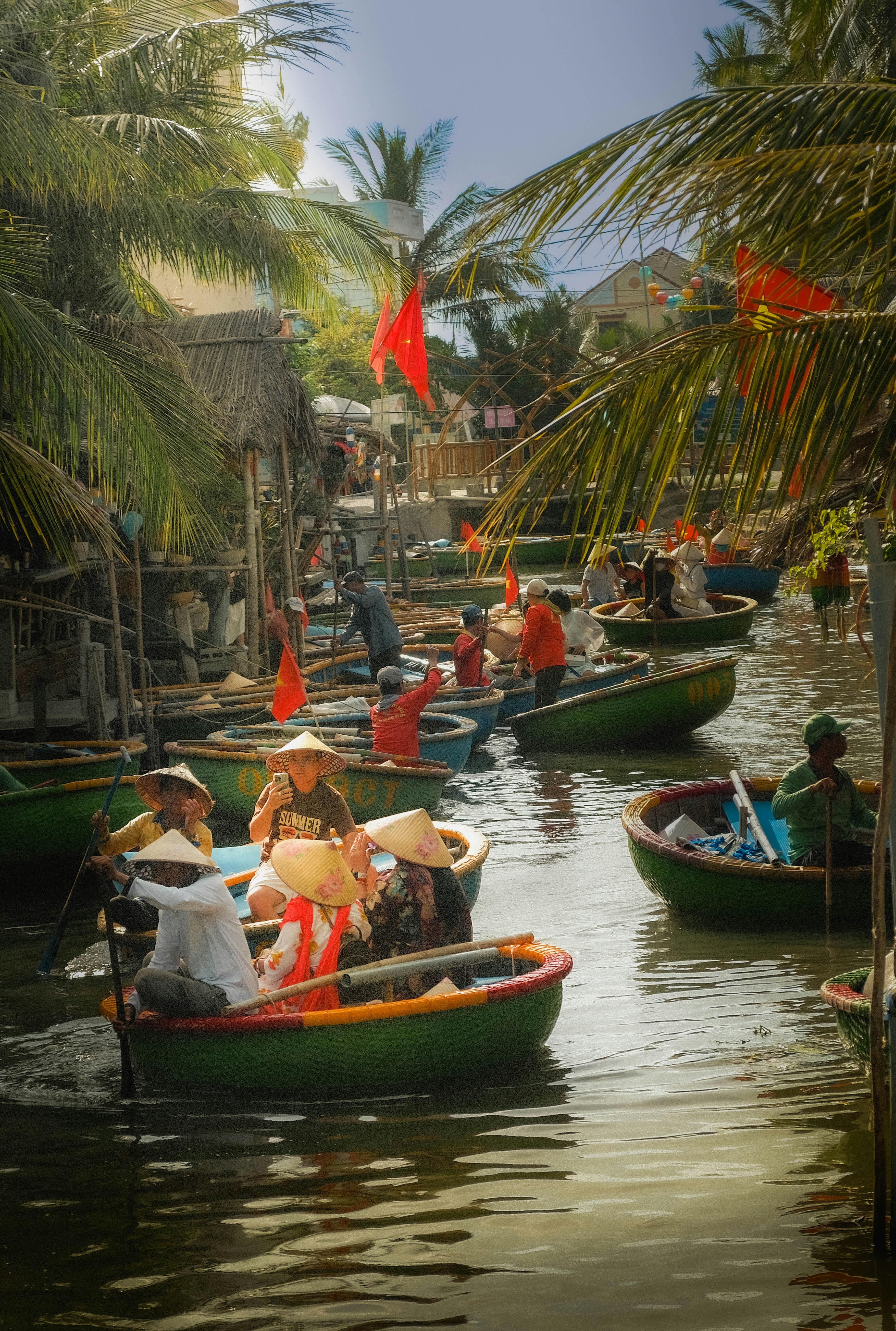 Vietnamese basket boats in Hoi An