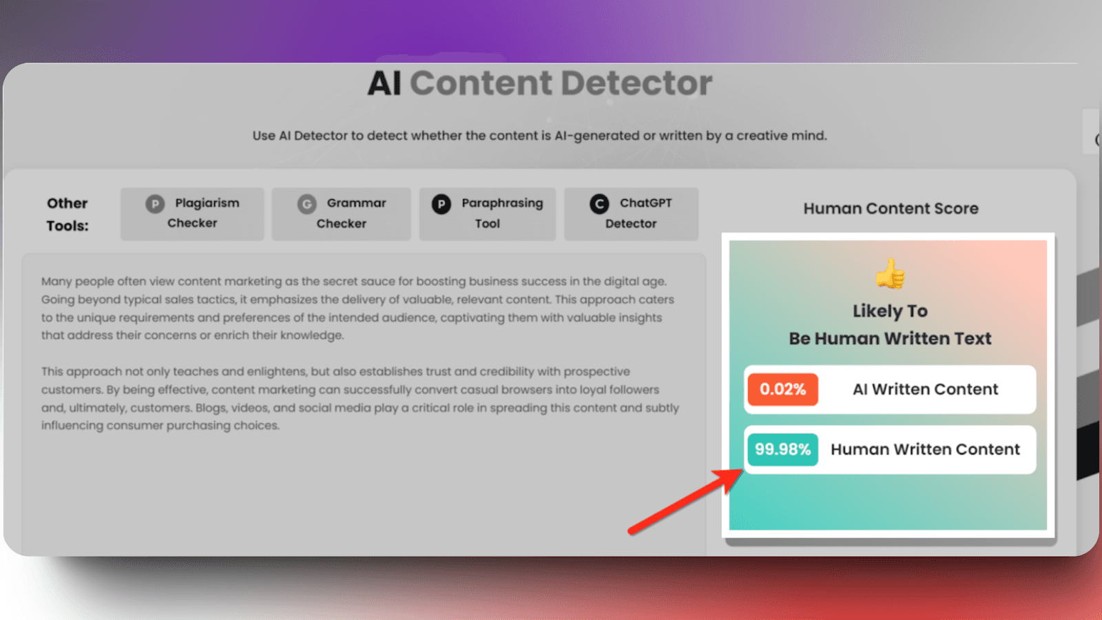 ProWritingAid - Human content score