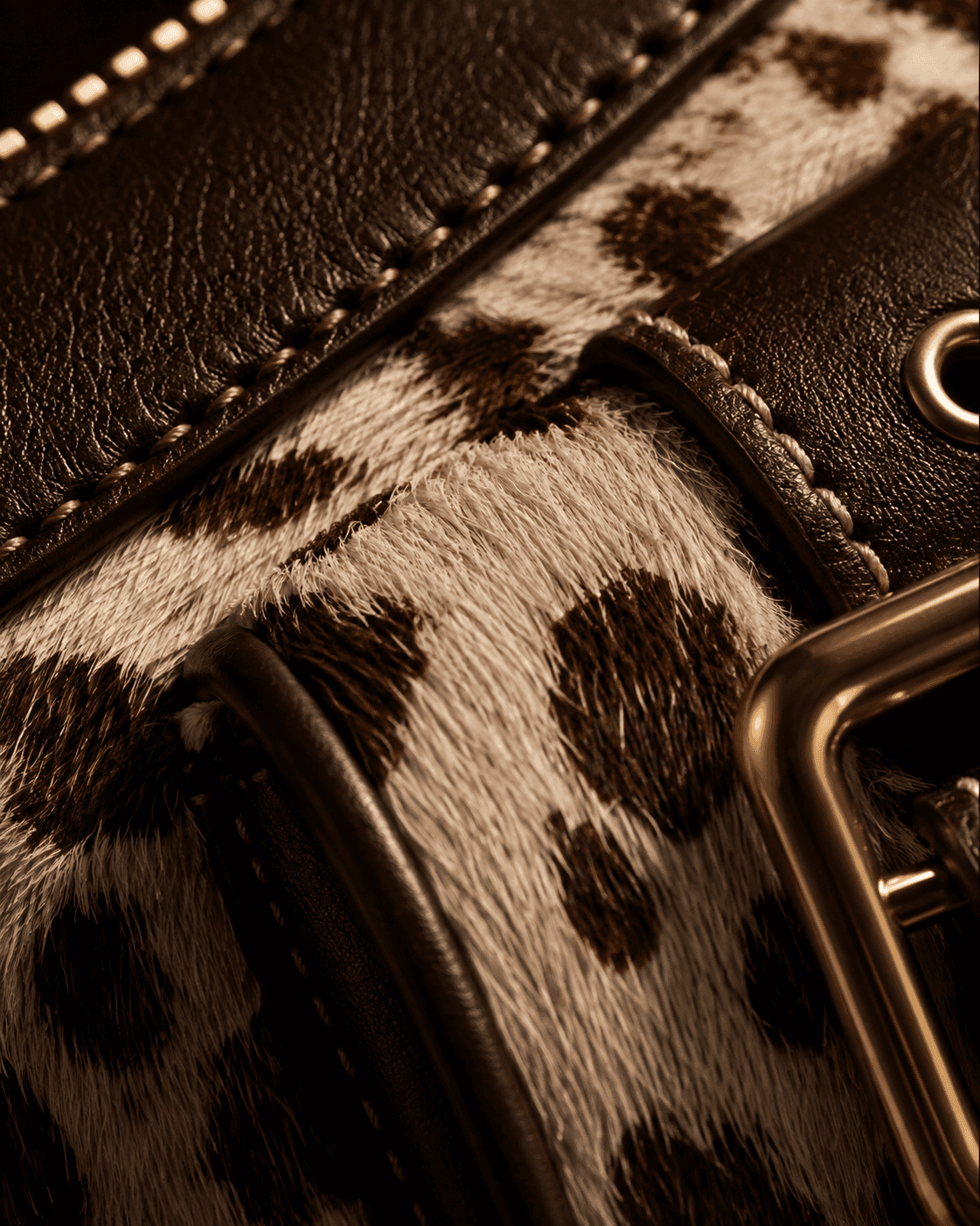 Haircalf texture and construction detail on the Coach Ashton Shoulder Bag