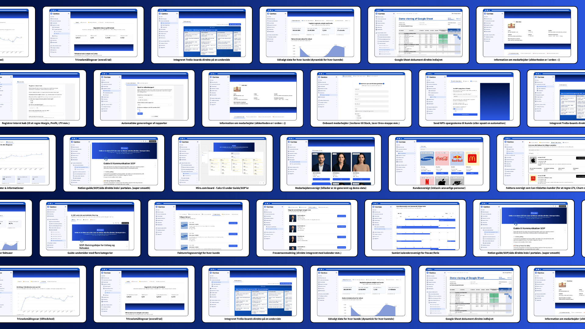 Baggrundsbillede af screenshots fra en demo portal