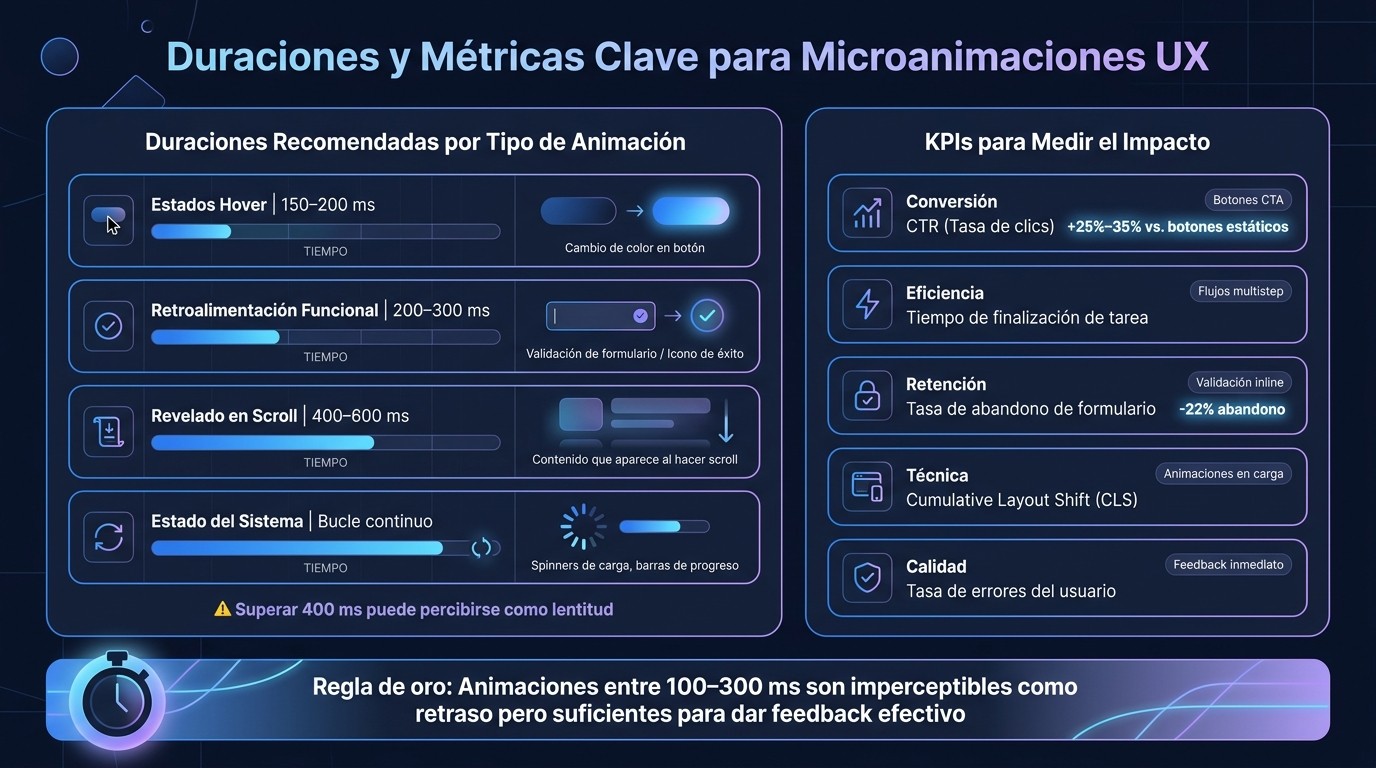 Guía de Duraciones y KPIs para Microanimaciones UX