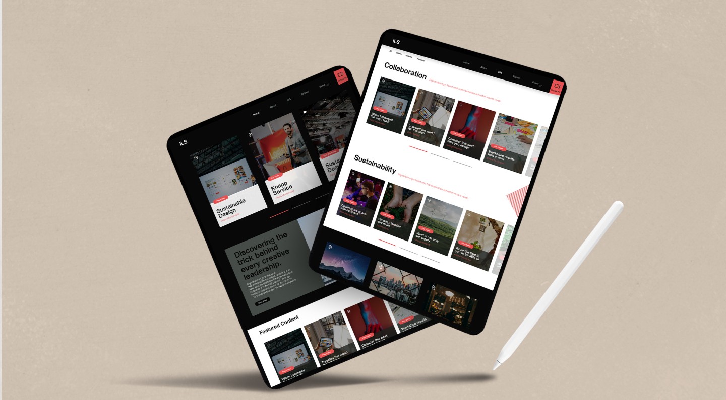 Two ipad mockups with website on screen.