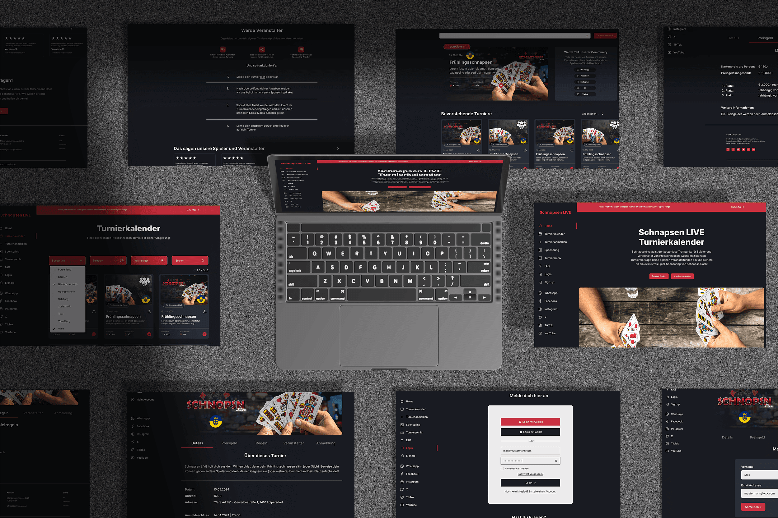 Schnopsn LIVE Website Designs