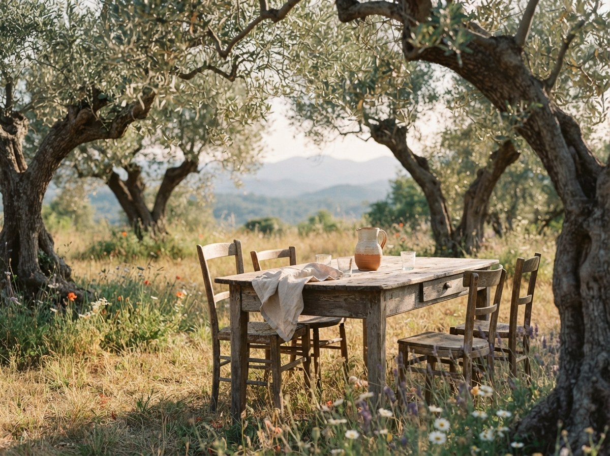 The olive grove below the house, a week before picking.