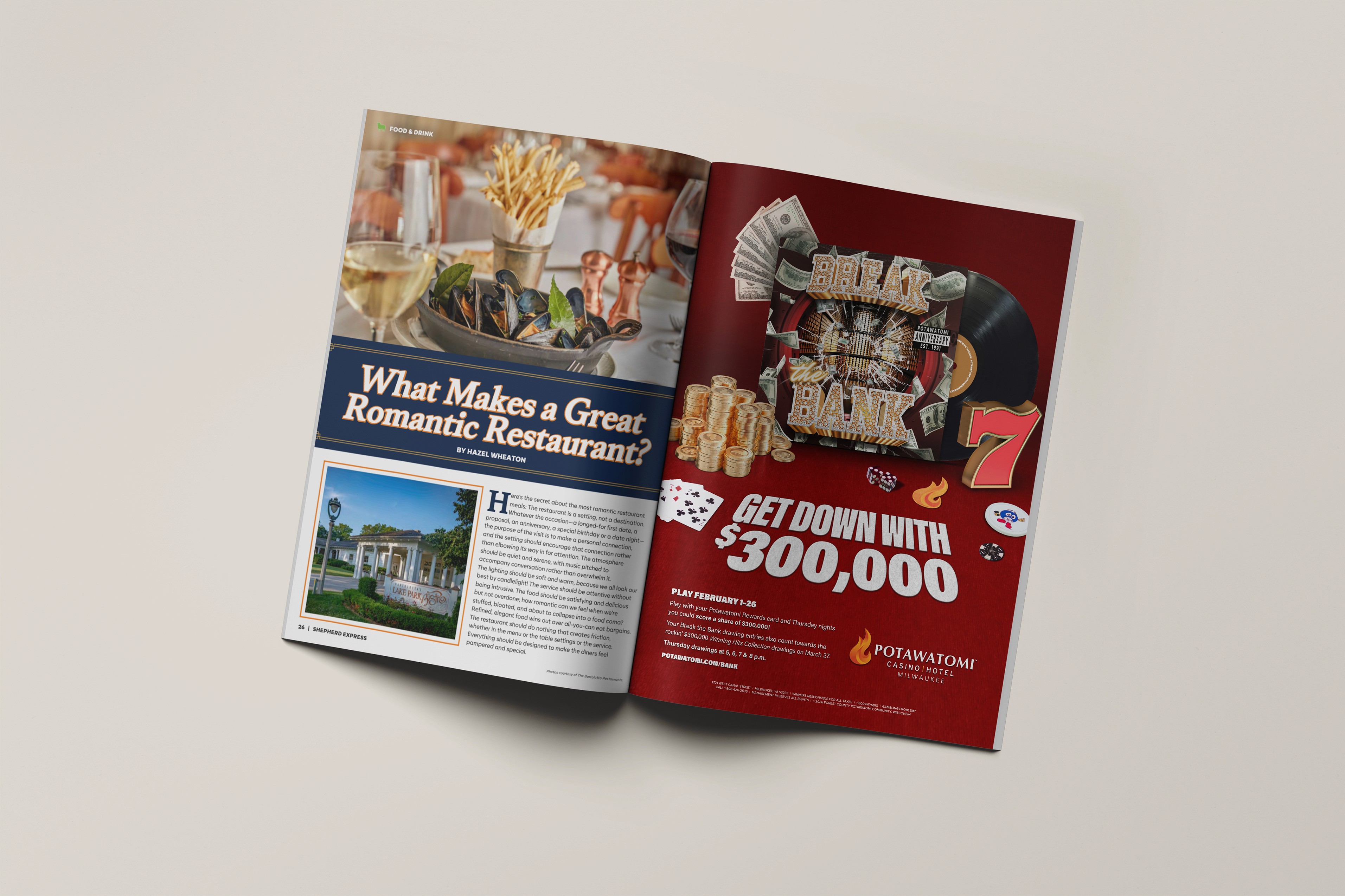 Print ad with Break the Bank art reading "Get down with $300,000"